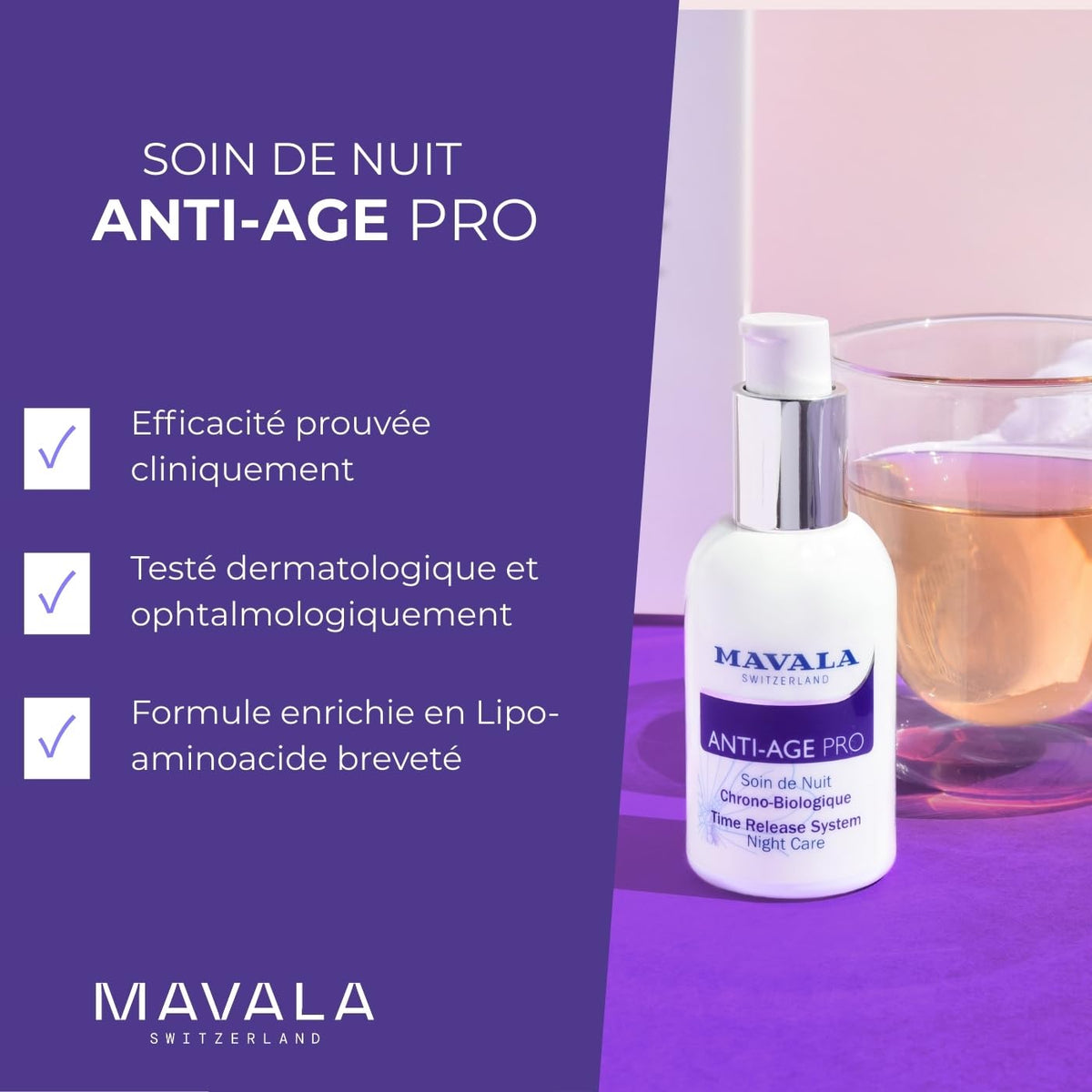 Mavala Anti-Age Pro Time Release System Night Care Cream - Anti-Aging Night Cream with Watercress Extract and Alpine Rose Extract by Beauty Care Bag