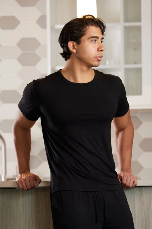 Men's short sleeve lounge T-shirt in soft bamboo viscose