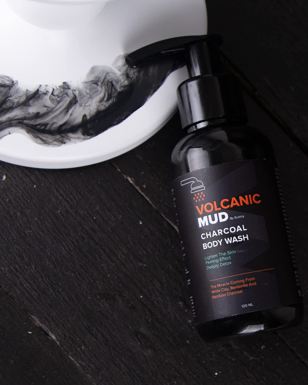 Volcanic Mud by Bubbly Charcoal Body Wash, Volcanic Mud Body Wash, Lightening and Dark Spot Corrector, 3.38 Fl Oz by Beauty Care Bag