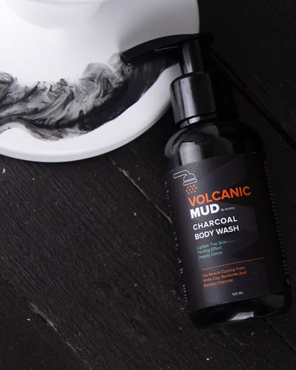 Volcanic Mud by Bubbly Charcoal Body Wash, Volcanic Mud Body Wash, Lightening and Dark Spot Corrector, 3.38 Fl Oz by Beauty Care Bag