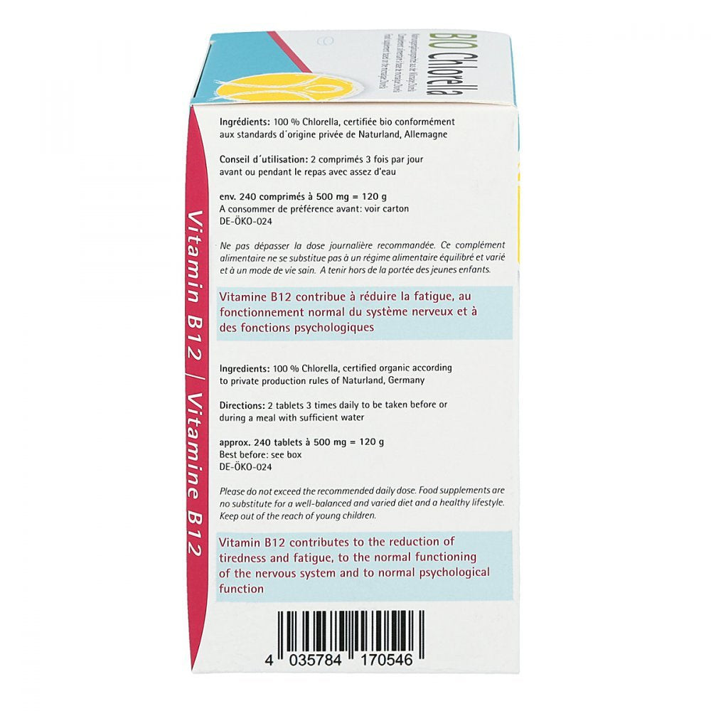 Bio-Chlorella 240 Tablet Dietary Supplement - 500mg Organic Chlorella Powder per Tablet by Beauty Care Bag