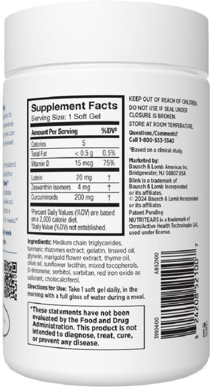 BLINK Nutritears Supplement for Dry Eyes, 50 Softgels by Shahmori