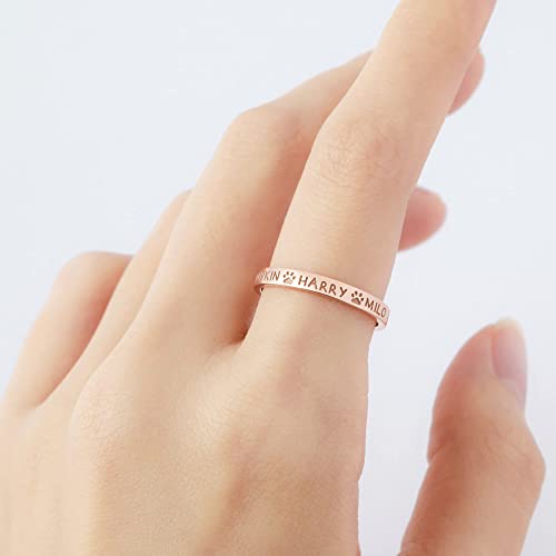 Dog Name Ring, Dog Mom Gift, Memorial Pet Gift, Custom Pet Names Ring by Green Millie
