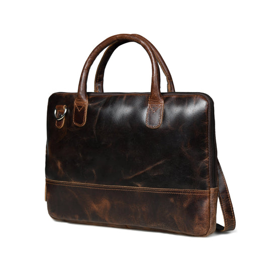 Modernist Leather Laptop Bag-Dark Brown by Classy Leather Bags