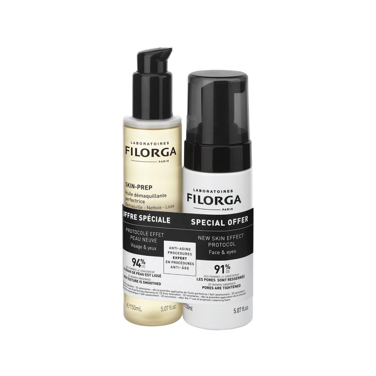 Filorga Skin-Prep Facial Cleansing Duo - Oil and Foam Cleanser for Effective Skincare Routine by Beauty Care Bag
