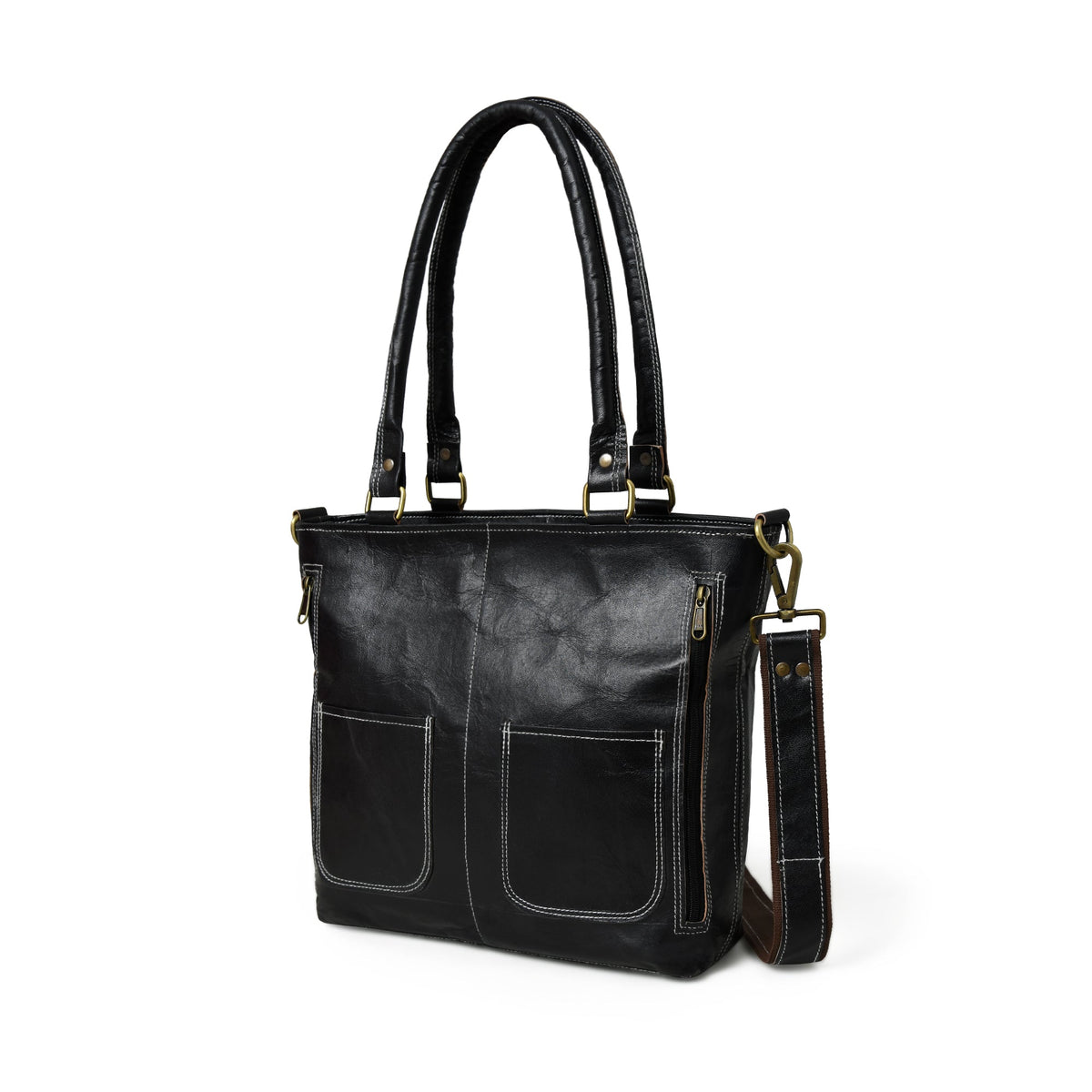 Black Terry Tote by Classy Leather Bags