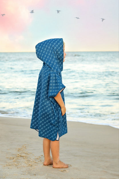 Microfiber blue fish waffle wearable towel by Keep the Littles Wild