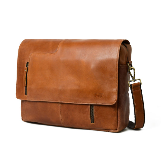 Wilson Tan Leather Crossbody Bag by Classy Leather Bags