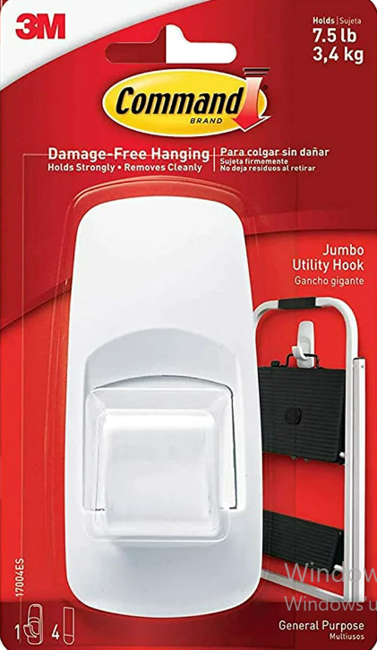 Command Plastic, White, Jumbo Utility, 1-Hook by Beauty Care Bag