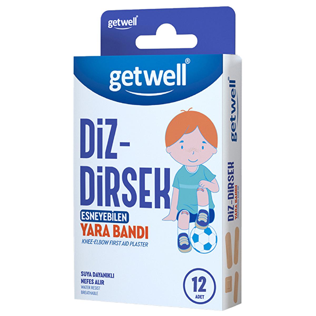 Getwell Diz: Flexible Waterproof Elbow Adhesive Bandages - Breathable Wound Care, 12 Count by Beauty Care Bag