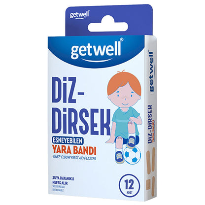 Getwell Diz: Flexible Waterproof Elbow Adhesive Bandages - Breathable Wound Care, 12 Count by Beauty Care Bag