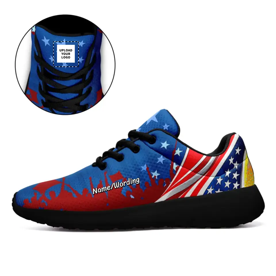 Personalized American's Flag Shoes, Custom 4th of July Breathable Sneakers, Independence Day Gift by PatriotiCustom