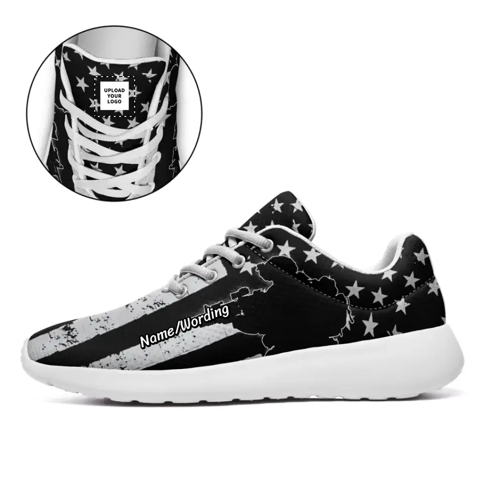 Personalized Patriotic Sneakers, Custom Mesh Breathable Shoes, USA Flag Shoes by PatriotiCustom