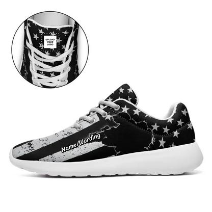 Personalized Patriotic Sneakers, Custom Mesh Breathable Shoes, USA Flag Shoes by PatriotiCustom