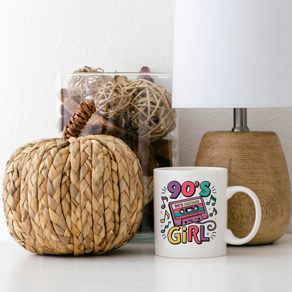 90s Girl Coffee Mug – Retro Cassette Tape Design | Microwave Safe Ceramic Cup by Joyful Moose