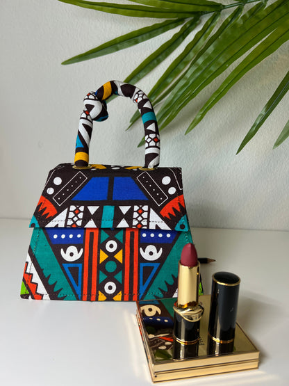 Knot African print mini bag with chain strap