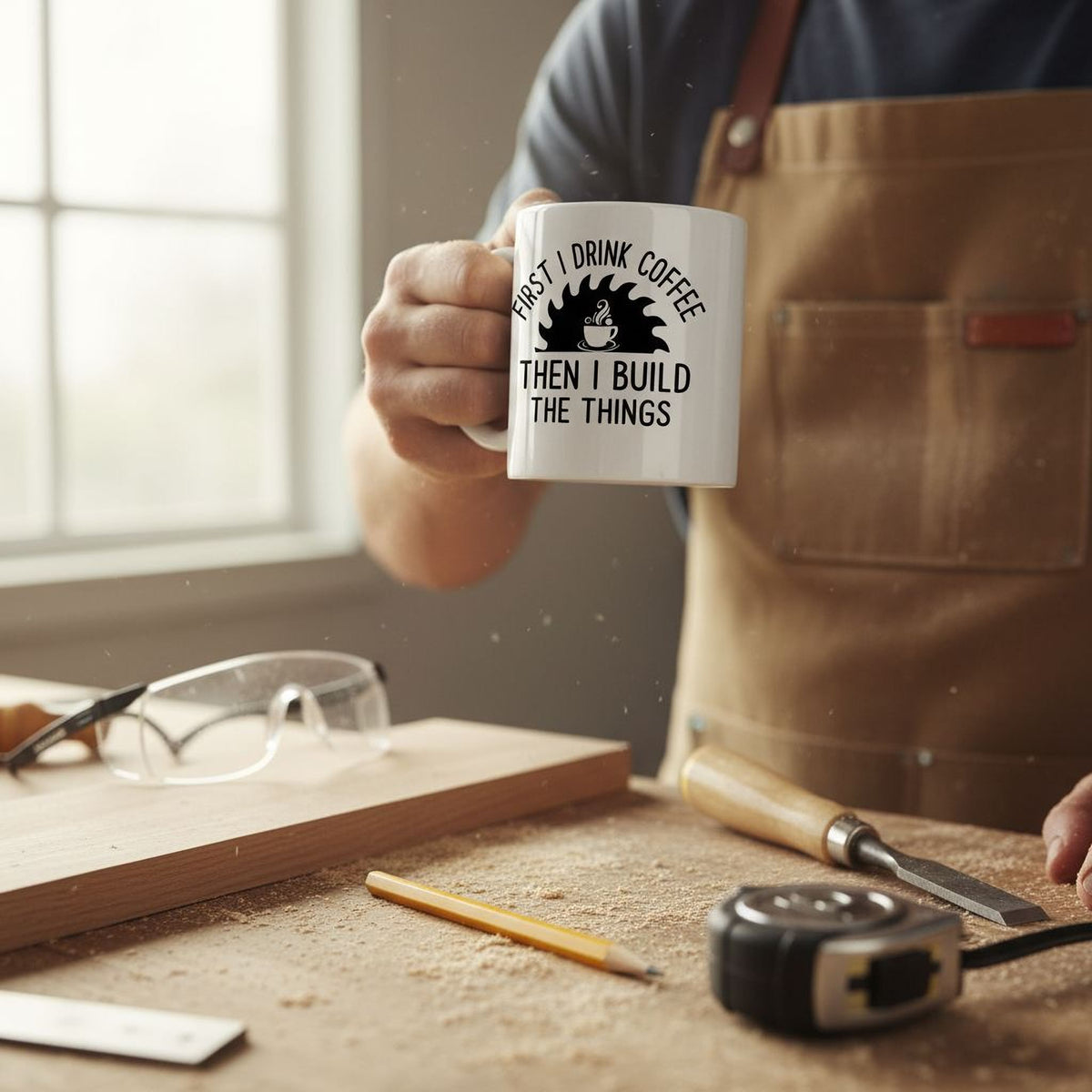 Carpenter Coffee Mug – Builder Gift Idea | Woodworker Gift | Dishwasher Safe Ceramic Mug by Joyful Moose