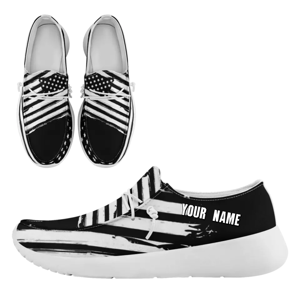 Personalized America Flag Sneakers, Custom Patriotic Loafer Shoes, Canvas Slip On Shoes, FN018-24020303-3w by PatriotiCustom
