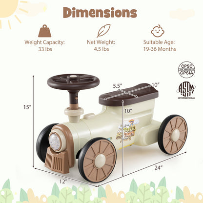 Ride on Toy with Steering Wheel and Train Whistle Sound Button by GBruno Store