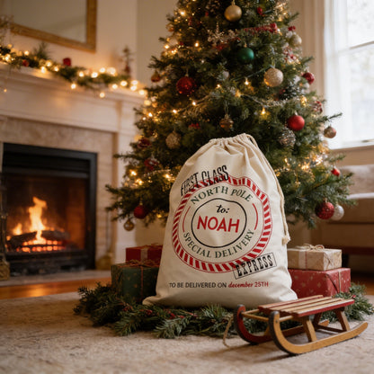 Santa Bag - Personalized Santa Bags - Custom Santa Bag by Joyful Moose