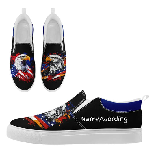 Personalized Patriotic Sneakers, Custom US Flag Shoes, Pride Flag Slip On Shoes by PatriotiCustom
