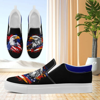 Personalized Patriotic Sneakers, Custom US Flag Shoes, Pride Flag Slip On Shoes by PatriotiCustom