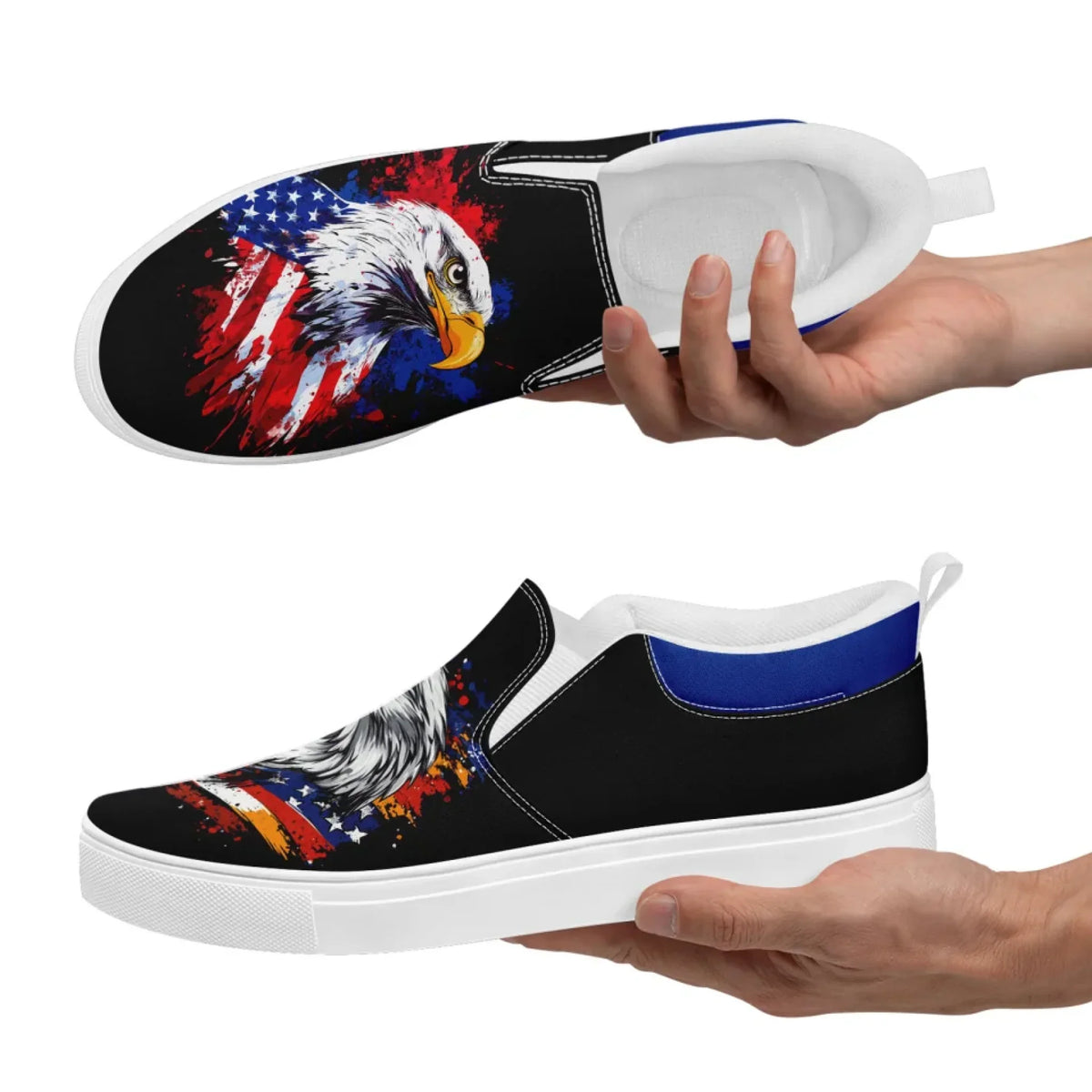 Personalized Patriotic Sneakers, Custom US Flag Shoes, Pride Flag Slip On Shoes by PatriotiCustom