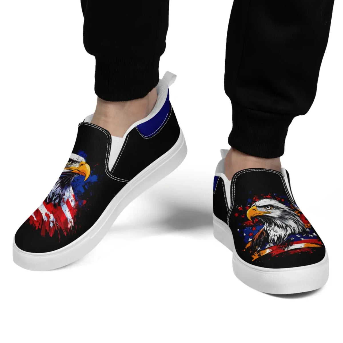 Personalized Patriotic Sneakers, Custom US Flag Shoes, Pride Flag Slip On Shoes by PatriotiCustom