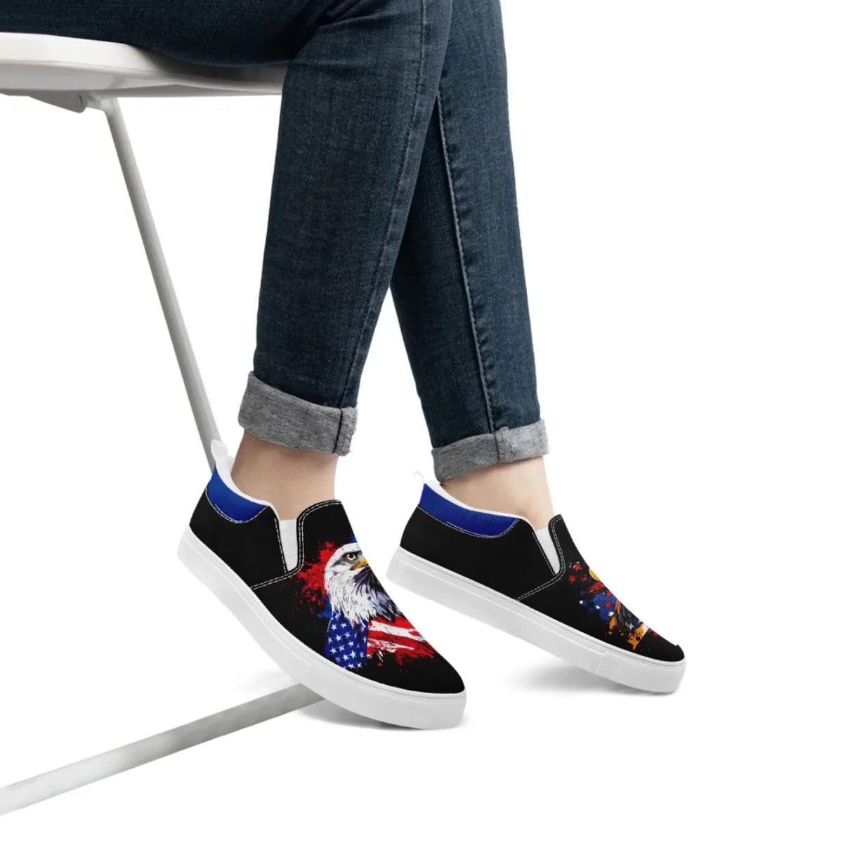 Personalized Patriotic Sneakers, Custom US Flag Shoes, Pride Flag Slip On Shoes by PatriotiCustom