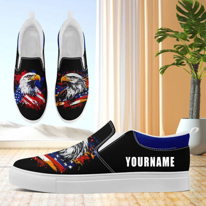 Personalized Patriotic Sneakers, Custom US Flag Shoes, Pride Flag Slip On Shoes by PatriotiCustom