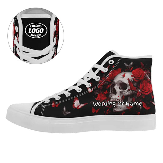 Personalized Gothic Fashion Sneakers, Custom Skull High Top Shoes, Stylish Unisex Shoes by PatriotiCustom