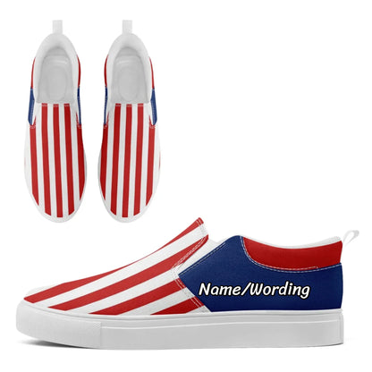 Personalized America Flag Sneakers, Custom Patriotic Slip On Shoes, Pride Unisex Canvas Shoes by PatriotiCustom