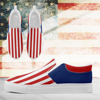 Personalized America Flag Sneakers, Custom Patriotic Slip On Shoes, Pride Unisex Canvas Shoes by PatriotiCustom