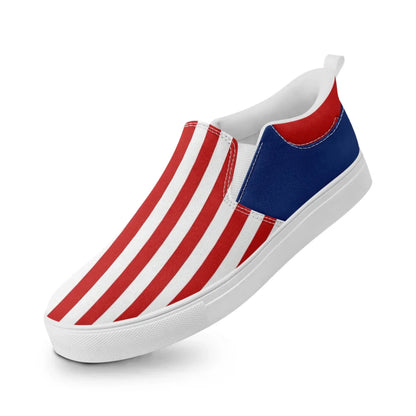 Personalized America Flag Sneakers, Custom Patriotic Slip On Shoes, Pride Unisex Canvas Shoes by PatriotiCustom