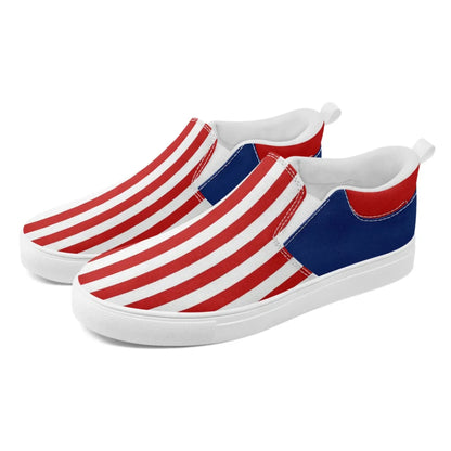 Personalized America Flag Sneakers, Custom Patriotic Slip On Shoes, Pride Unisex Canvas Shoes by PatriotiCustom