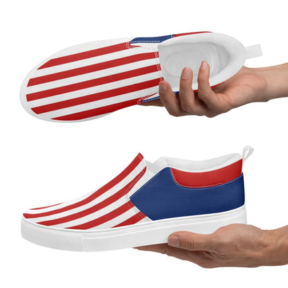 Personalized America Flag Sneakers, Custom Patriotic Slip On Shoes, Pride Unisex Canvas Shoes by PatriotiCustom