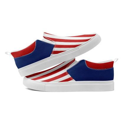 Personalized America Flag Sneakers, Custom Patriotic Slip On Shoes, Pride Unisex Canvas Shoes by PatriotiCustom