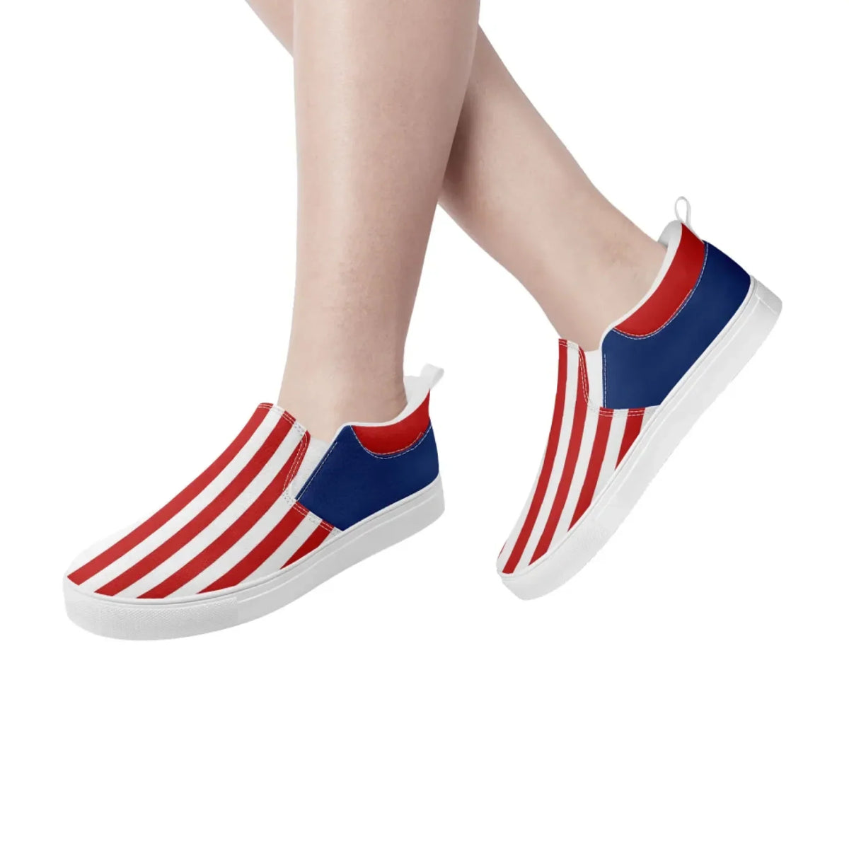 Personalized America Flag Sneakers, Custom Patriotic Slip On Shoes, Pride Unisex Canvas Shoes by PatriotiCustom