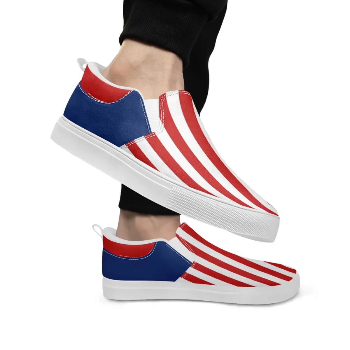 Personalized America Flag Sneakers, Custom Patriotic Slip On Shoes, Pride Unisex Canvas Shoes by PatriotiCustom