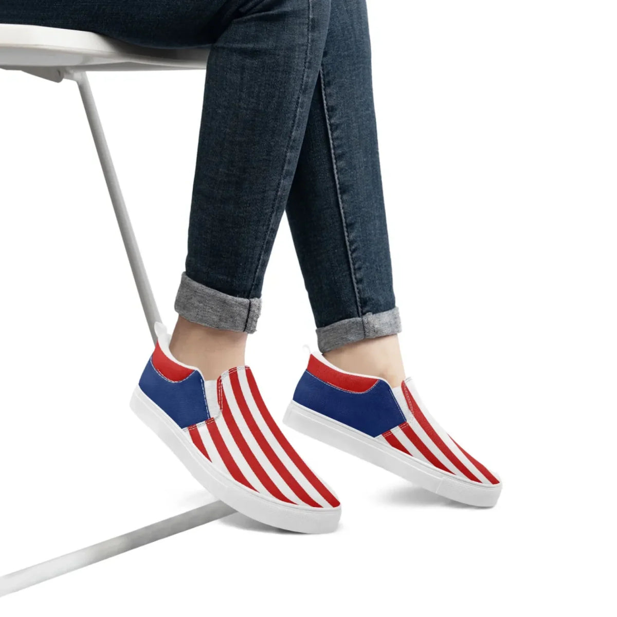 Personalized America Flag Sneakers, Custom Patriotic Slip On Shoes, Pride Unisex Canvas Shoes by PatriotiCustom