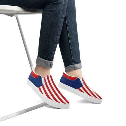 Personalized America Flag Sneakers, Custom Patriotic Slip On Shoes, Pride Unisex Canvas Shoes by PatriotiCustom