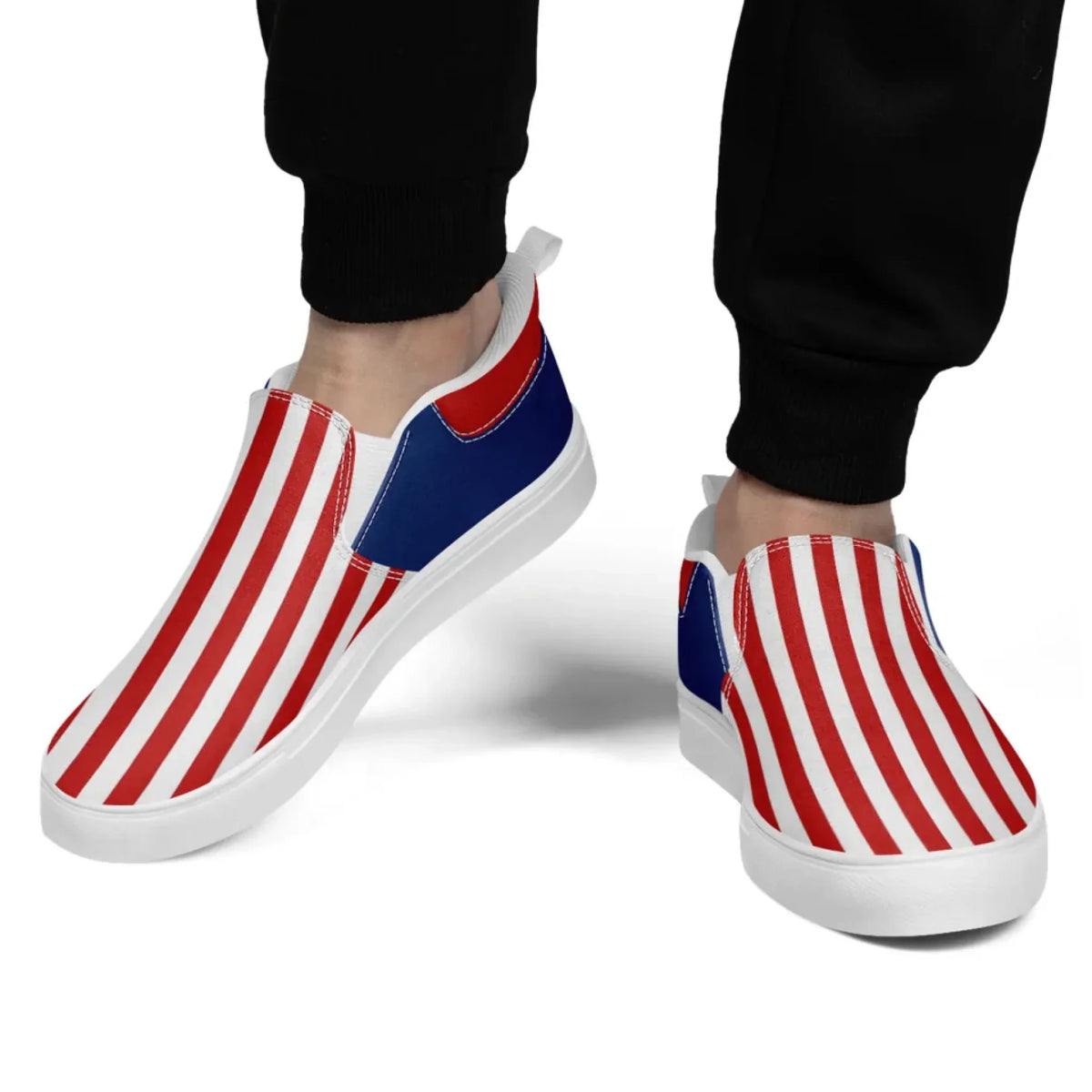 Personalized America Flag Sneakers, Custom Patriotic Slip On Shoes, Pride Unisex Canvas Shoes by PatriotiCustom