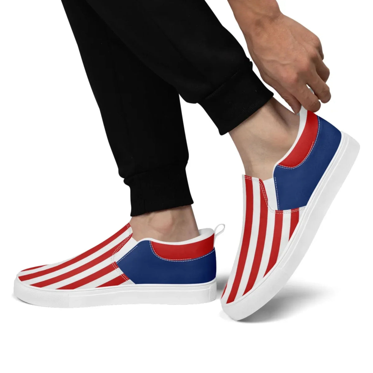Personalized America Flag Sneakers, Custom Patriotic Slip On Shoes, Pride Unisex Canvas Shoes by PatriotiCustom