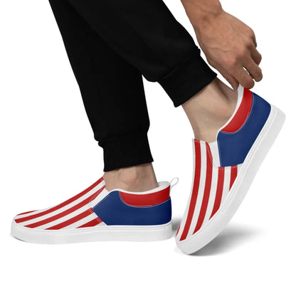 Personalized America Flag Sneakers, Custom Patriotic Slip On Shoes, Pride Unisex Canvas Shoes by PatriotiCustom