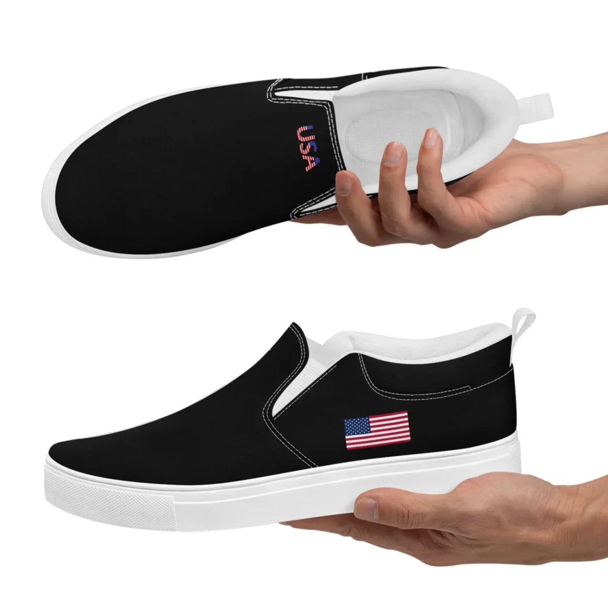 Personalized Patriotic Sneakers, Custom America Flag Shoes, Canvas Slip On Shoes by PatriotiCustom