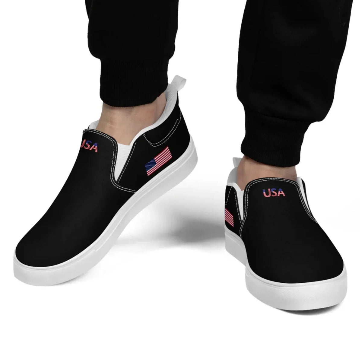 Personalized Patriotic Sneakers, Custom America Flag Shoes, Canvas Slip On Shoes by PatriotiCustom