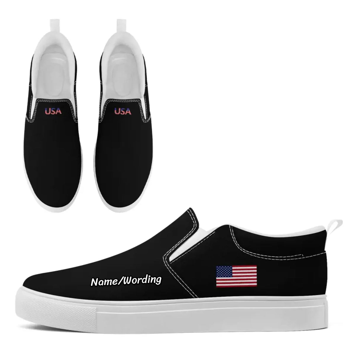 Personalized Patriotic Sneakers, Custom America Flag Shoes, Canvas Slip On Shoes by PatriotiCustom