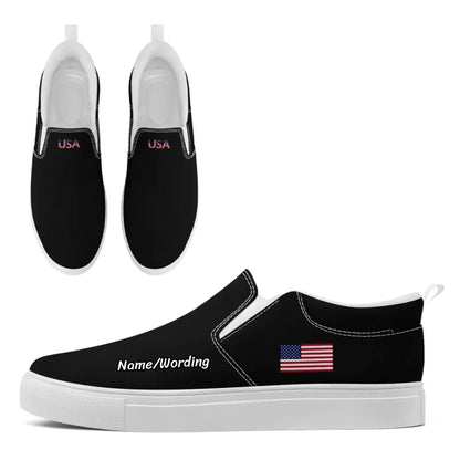 Personalized Patriotic Sneakers, Custom America Flag Shoes, Canvas Slip On Shoes by PatriotiCustom