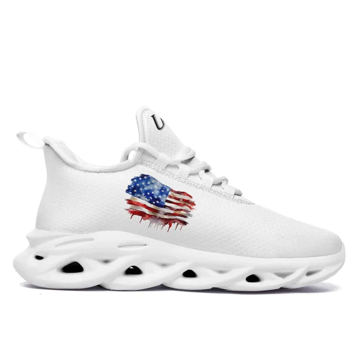 Personalized America Flag Sneakers, Custom Breathable Patriotic Shoes, Unisex Lace Up Shoes by PatriotiCustom