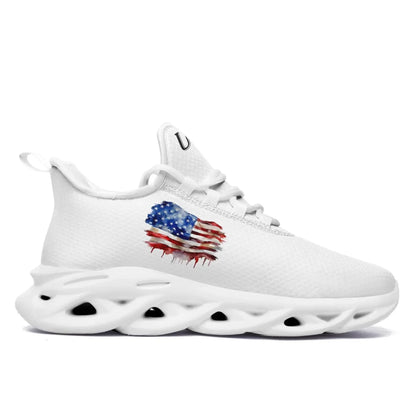 Personalized America Flag Sneakers, Custom Breathable Patriotic Shoes, Unisex Lace Up Shoes by PatriotiCustom
